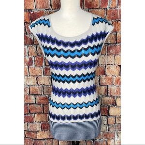 Free People Women’s XS Sweater Crochet Chevron Stripes Pullover Bohemian Top